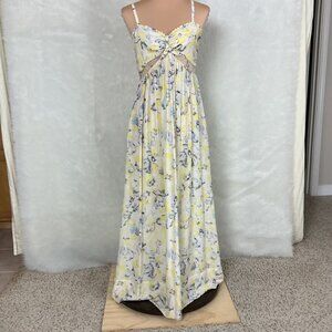 Rebecca Taylor Yellow Aloha Cami Maxi Silk Dress 8